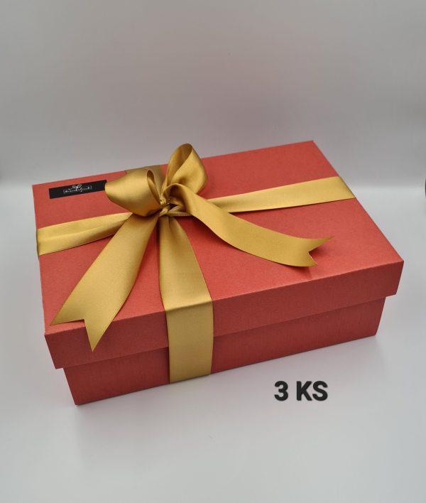 Darčeková krabica 30x20x10 cm koralová so zlatou 3 ks